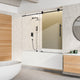 Lazaro Single Sliding Frameless Tub Door, Clear Glass, Matte Black, 60"wx58"h