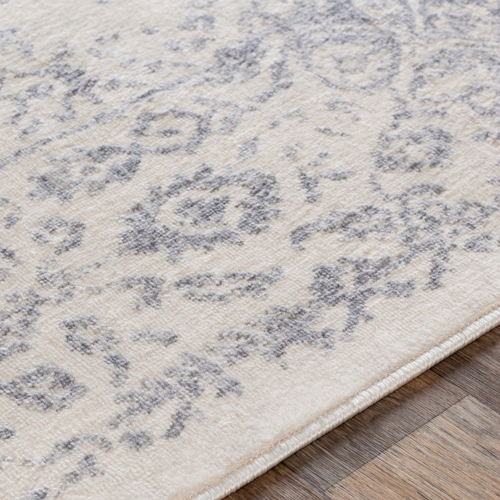 Surya Roma ROM-2314 9'x12'3" Rug, Medium Gray/Light Gray/White