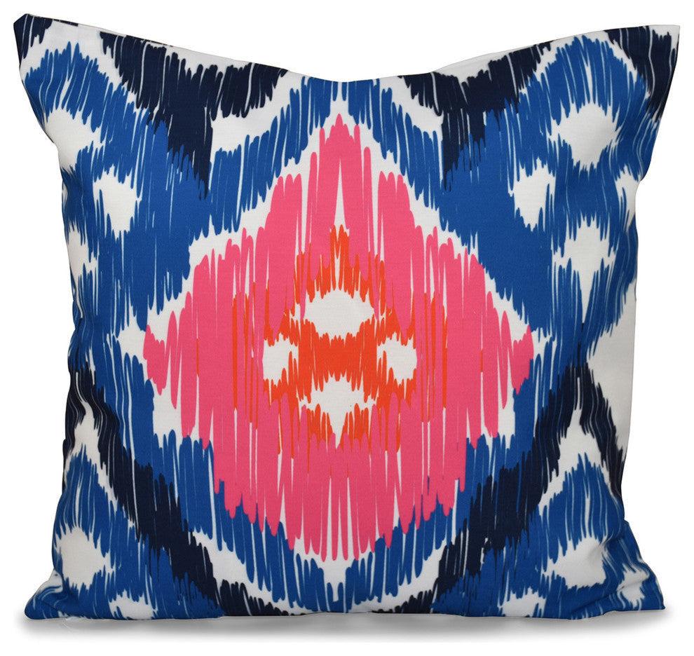 Original, Geometric Print Pillow, Blue, 18"x18"