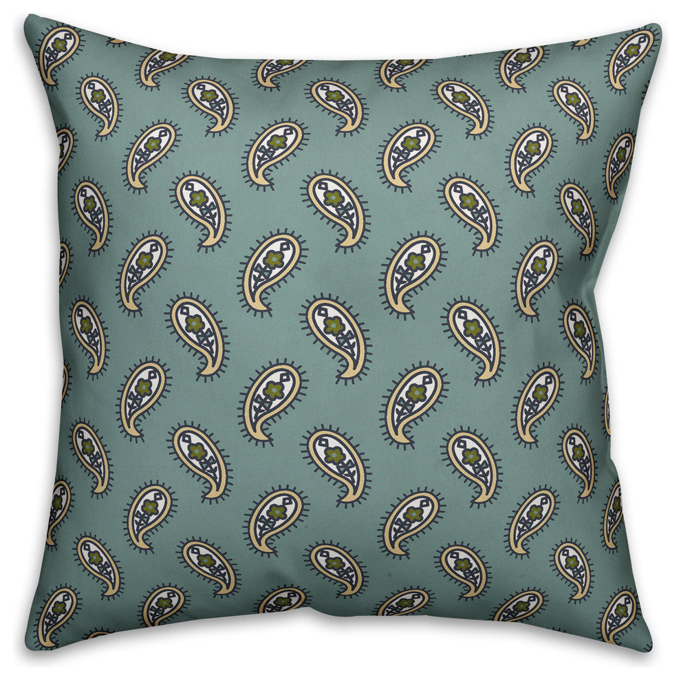 Paisley Pattern, Blue Throw Pillow, 20"x20"