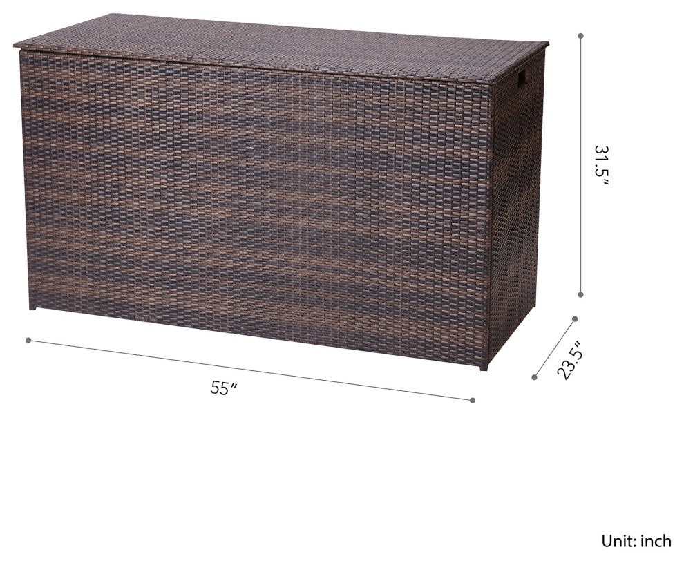 Wicker 154 Gallon Patio Storage Chest, Brown