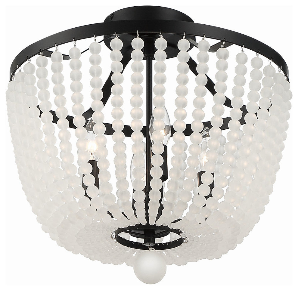 Rylee 4-Light Matte Black Frosted Beads Ceiling Mount