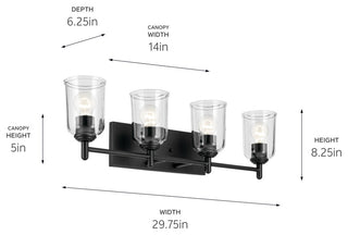 Shailene 29.75" 4-Light Vanity Light With Clear Glass, Black