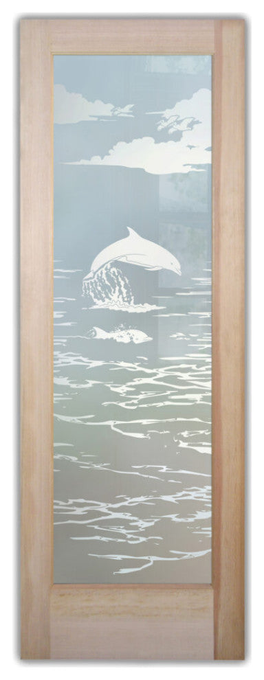 Interior Prehung Door or Interior Slab Door - Dolphins in the Shimmer -...