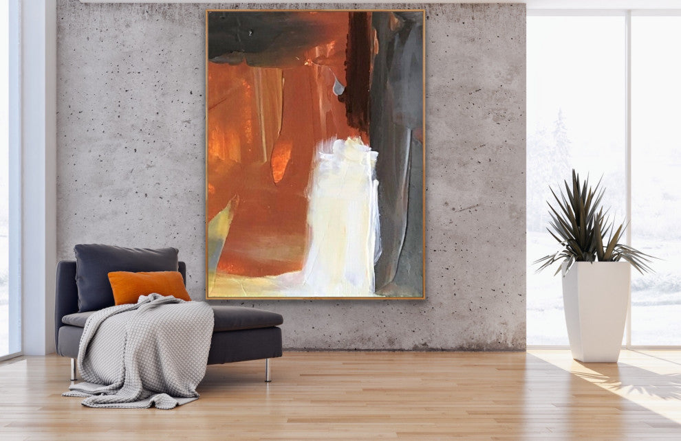 60x48 IN Adventure Original Brown orange Abstract Art Contemporary