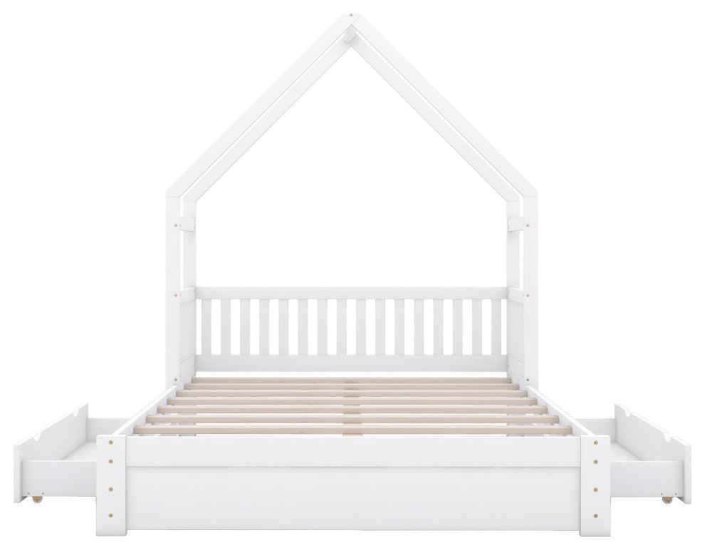 Gewnee Wood Queen Size House Platform Bed