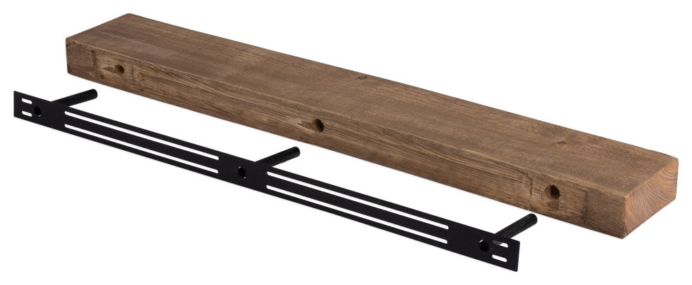 Solid Timber Floating Mantel Shelf, Aged Oak, 36"