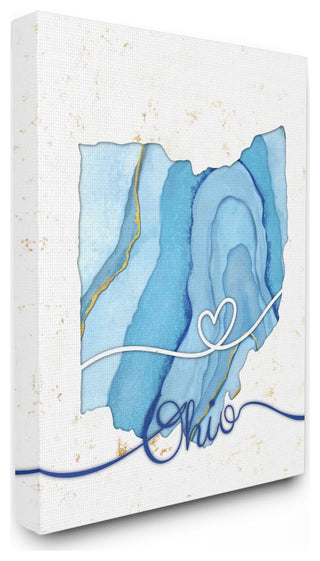Stupell Industries Ohio Agate Blue US State Design, 24 x 30