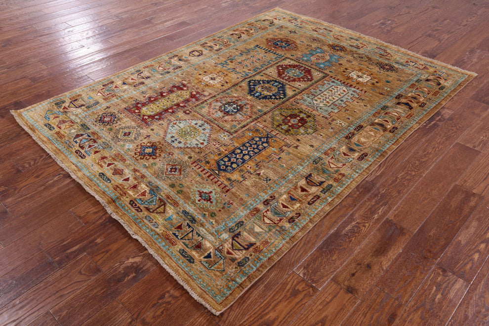 Fine Turkmen Ersari Hand Knotted Wool Rug 5' 7" X 7' 8" - Q12177