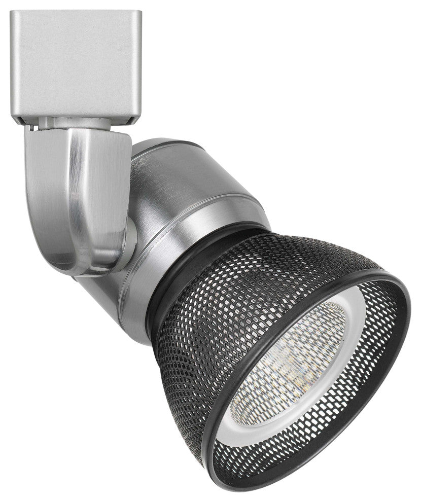 Integrated Dimmable LED Track Head, Silver Base, Black Metal Shade