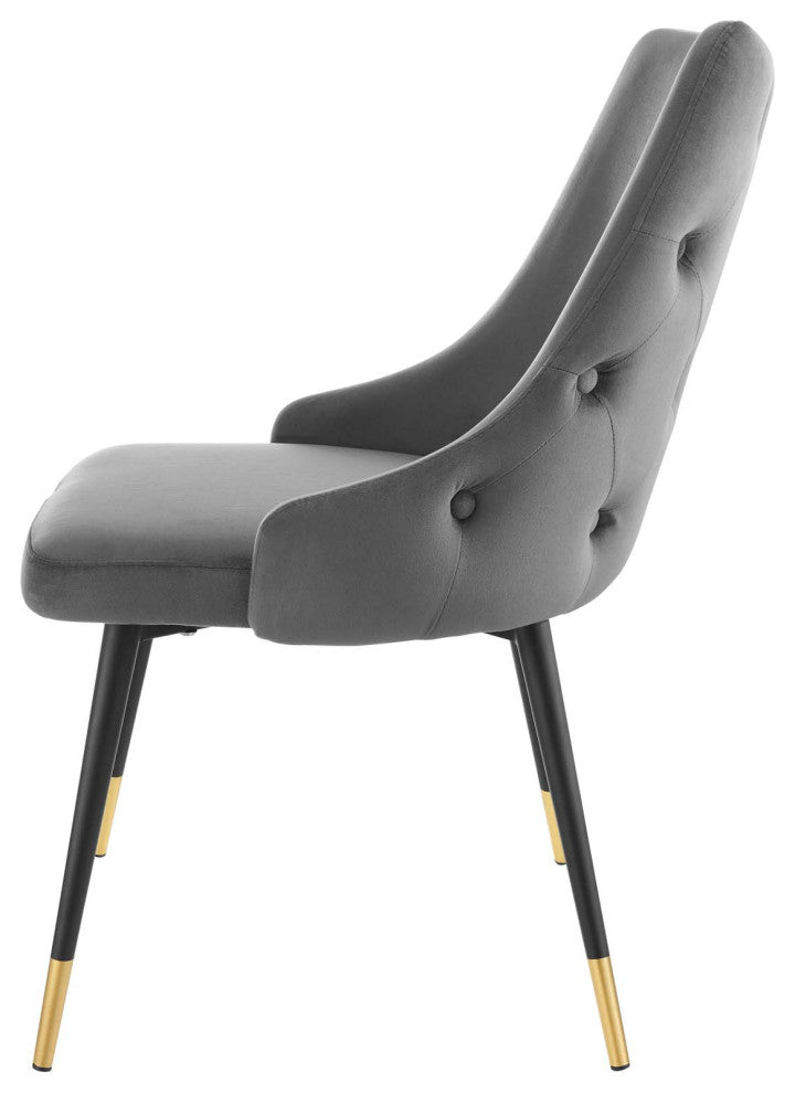 Side Dining Chair, Set of 2, Velvet, Gray, Modern, Cafe Bistro Restaurant