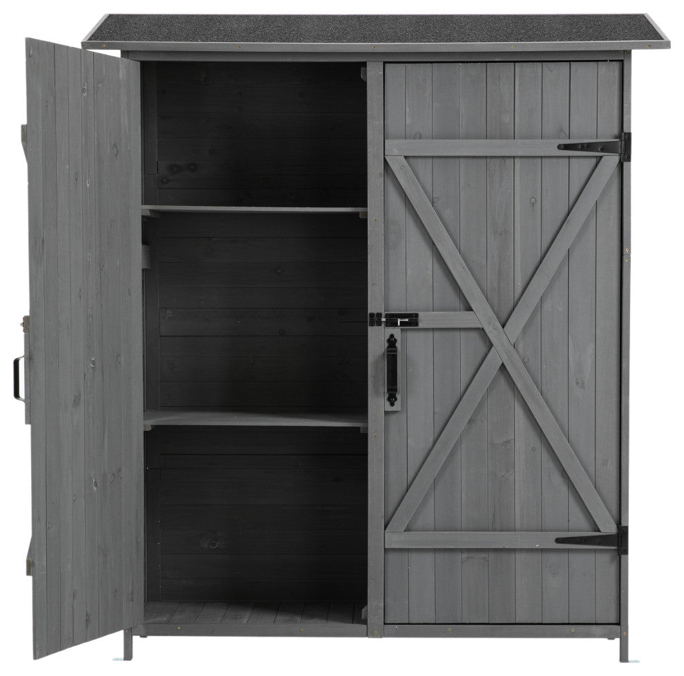 Outdoor Storage Shed With Lockable Door, Gray