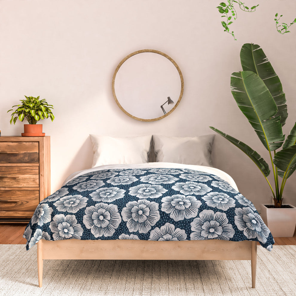 Deny Designs Schatzi Brown Lucy Floral Night Blue Comforter, Full