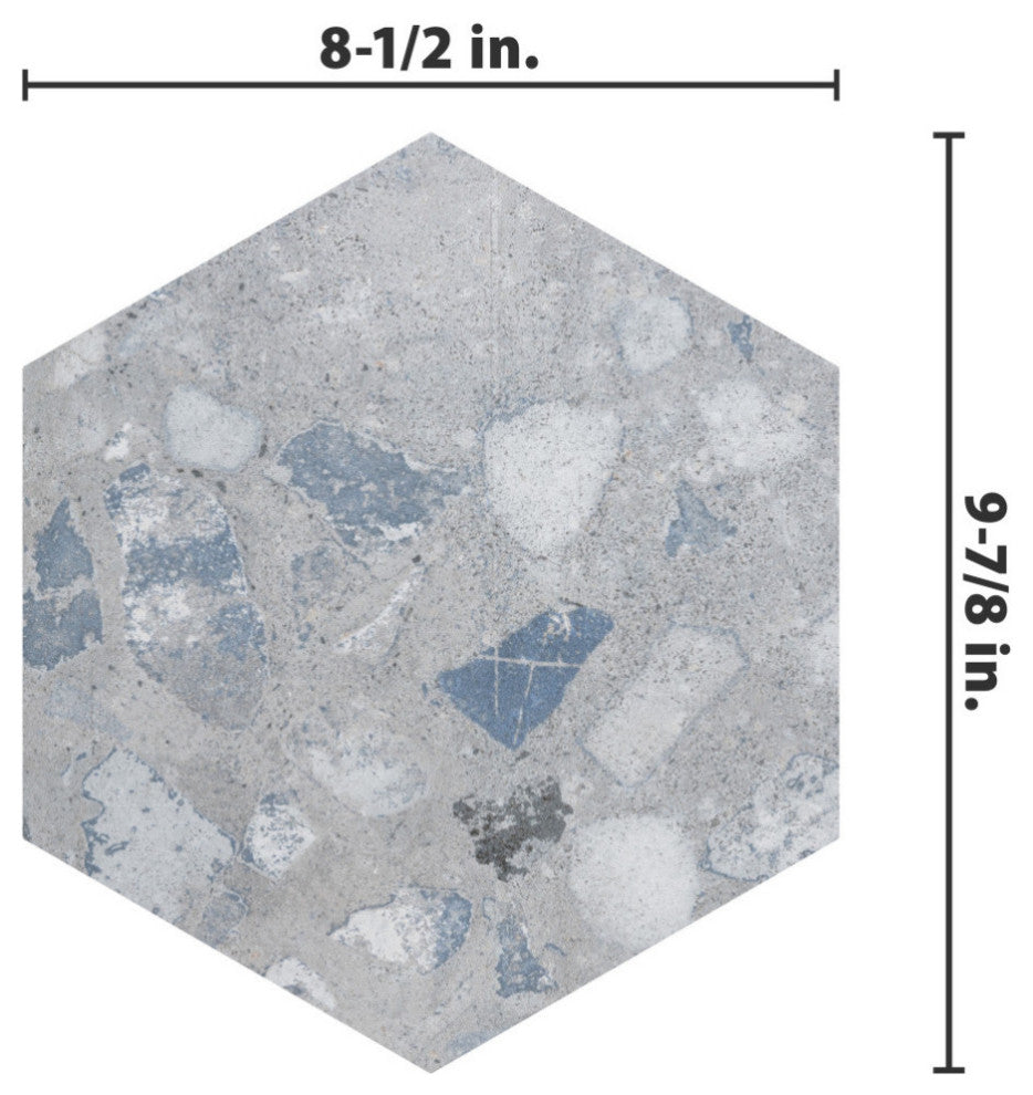 Recycle Hex River Blue Porcelain Floor and Wall Tile Sample