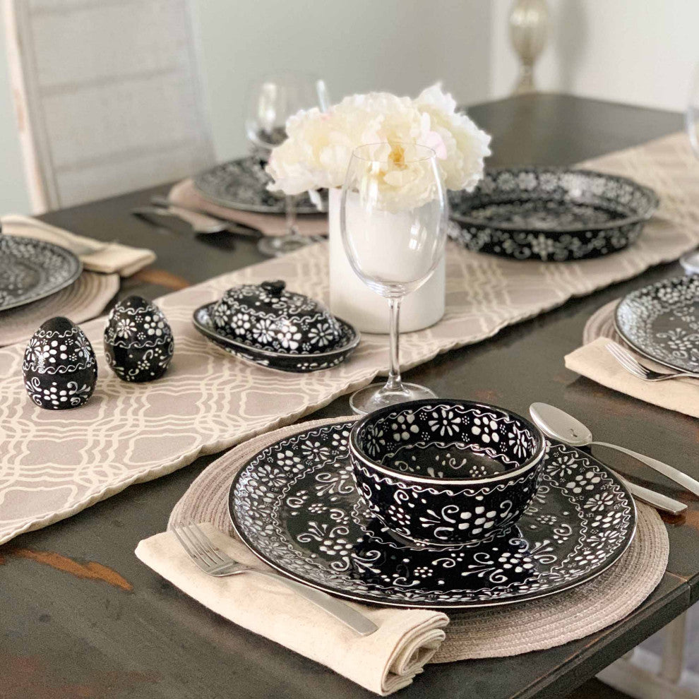 Encantada Handmade Dinner Plates, Set of 2, Ink