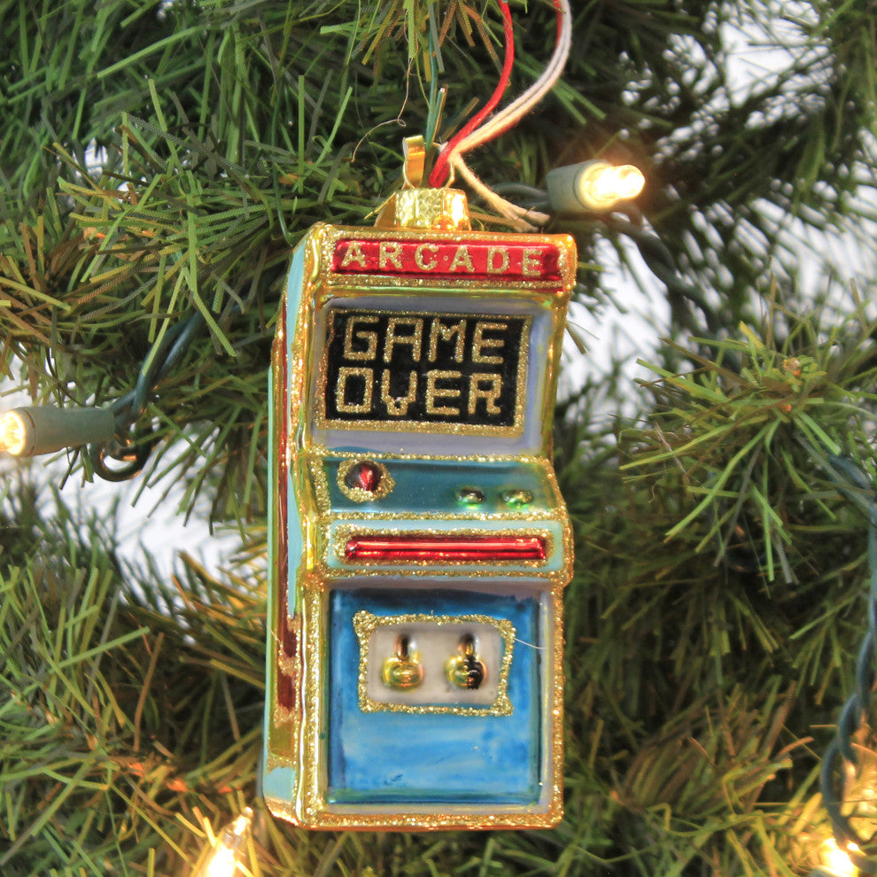 Holiday Vintage Arcade Game Tree Ornament Retro Bar Video Entertainment