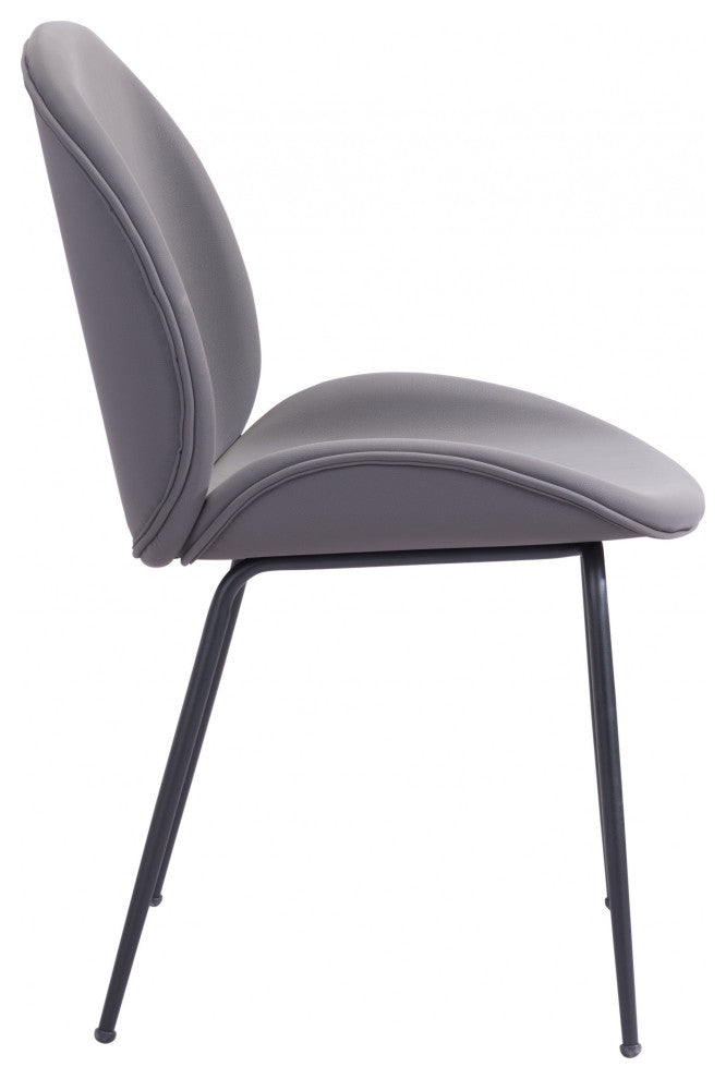 Set of Two Contempo Gray Velvet Dining Chairs