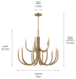 Odensa 15 Light Chandelier 2 Tier Large, Champagne Bronze