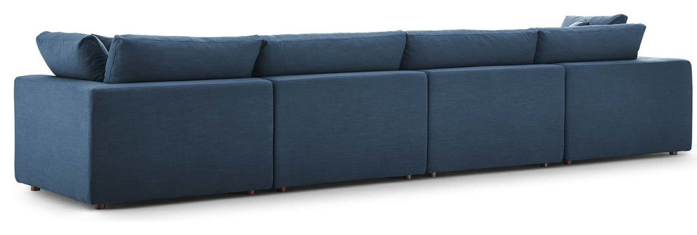 Commix Down Filled Overstuffed 4 Piece Sectional Sofa Set, Azure