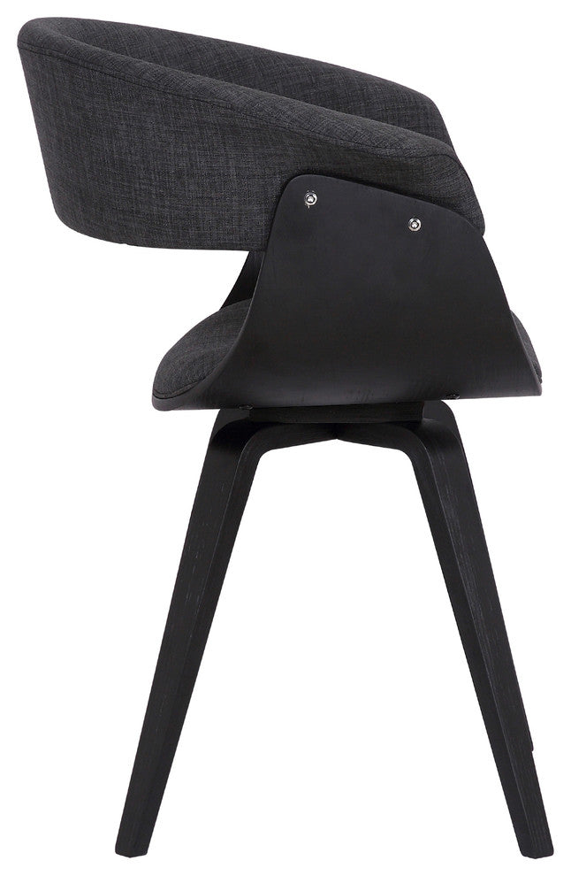 Lundgren Dining Chair, Black Brush Wood Finish and Charcoal Fabric