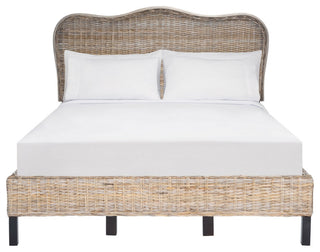 Safavieh Daejon Rattan Bed Grey/Espresso Queen