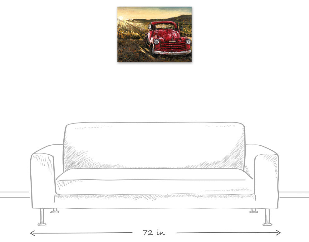 Vintage Sunset Truck 18x24 Canvas Wall Art