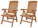 Teak No Cushion Katana 5-Position Recliner Armchair, Set of 2