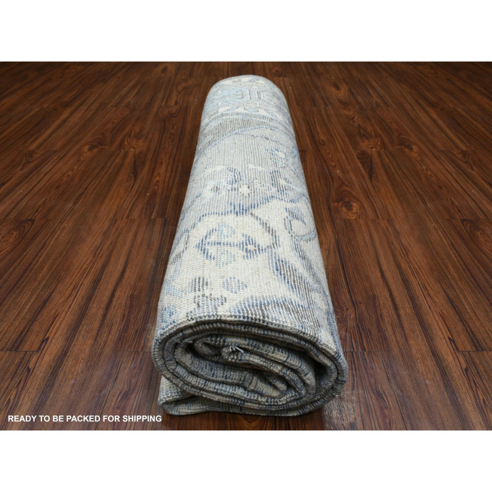 Faded Taupe, Anatolian Design Soft Wool Hand Knotted Oriental Rug, 8'0"x9'9"