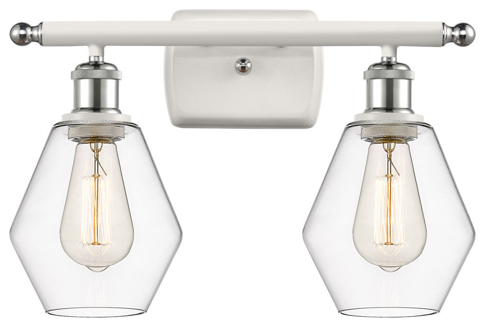 Innovations 516-2W-WPC-G652-6-LED 2-Light Vanity Light, White, Polished Chrome