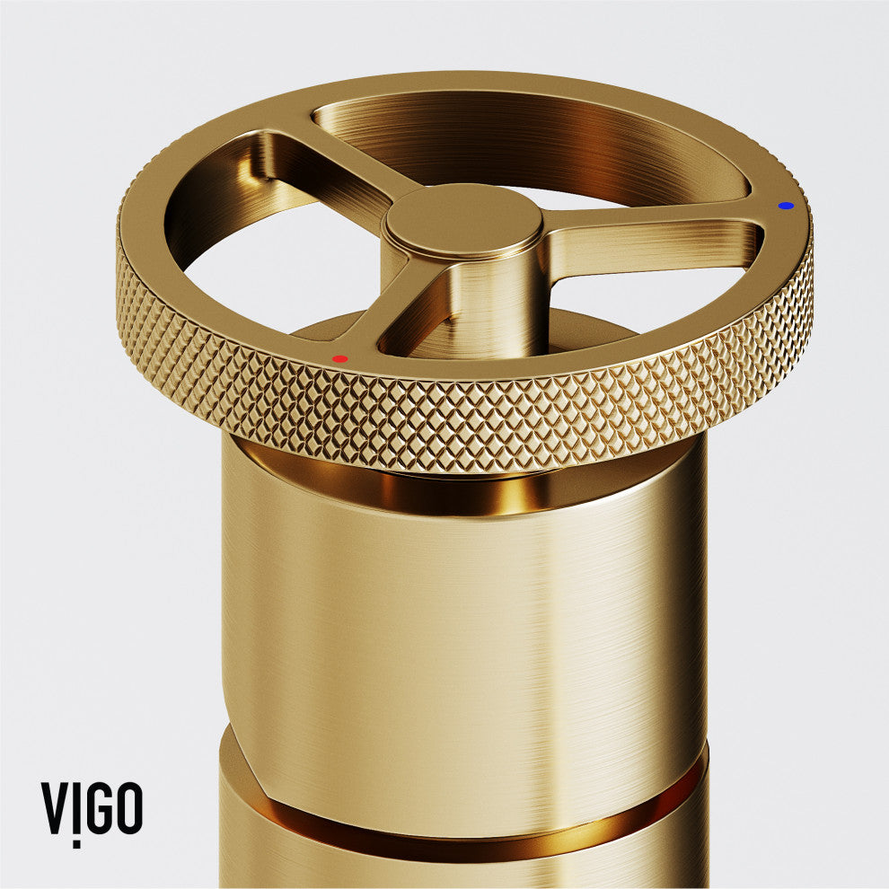 VIGO Cass 12" H Single Handle Single Hole Bathroom Vessel Faucet, Matte Brushed Gold
