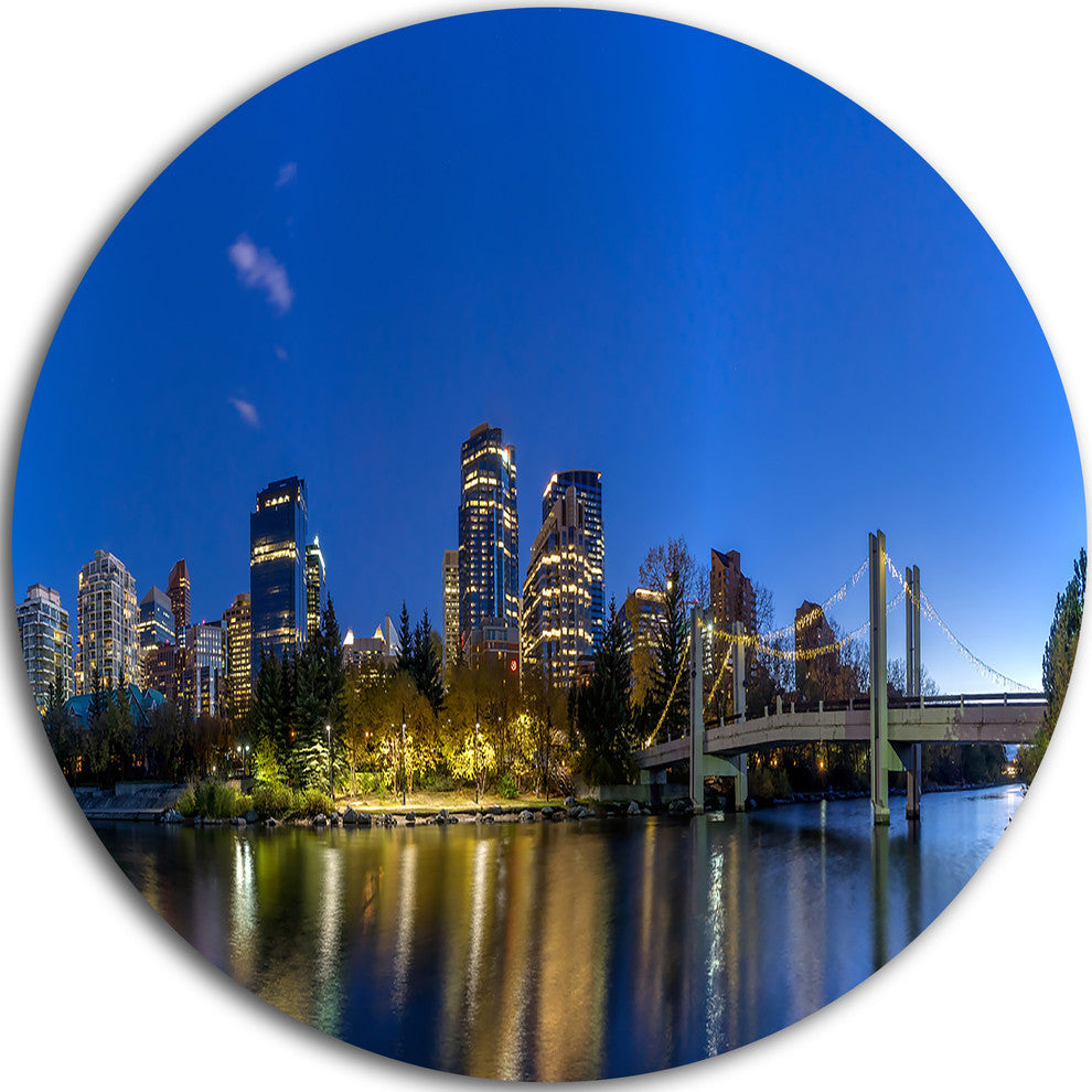 Calgary Skyline, Cityscape Photography Round Wall Art, 23"