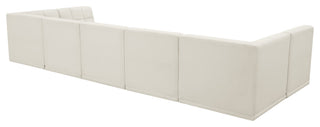 Relax Velvet Upholstered 7-Piece U-Shaped Modular Sectional, Cream