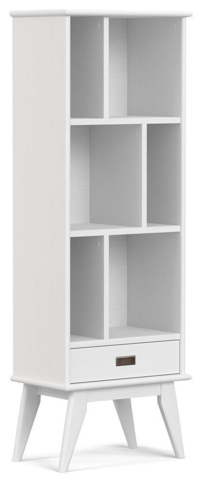 Draper SOLID HARDWOOD Mid Century Bookcase and Storage Unit, White