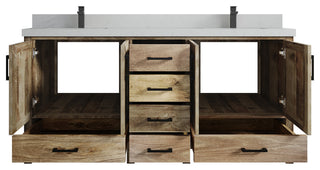 Malibu Mango 72 Double Sink Bath Vanity in Natural 2" Carrara Quartz