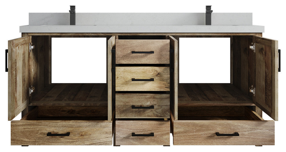 Malibu Mango 72 Double Sink Bath Vanity in Natural 2" Carrara Quartz