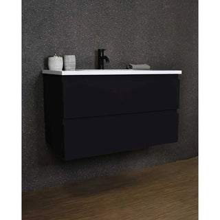 Salt 20Dx36" Floating Bathroom Vanity, Black With Acrylic Top