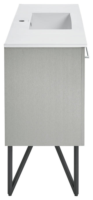 Annecy 48 Single, Brushed Grey, Two Doors, One Drawer, Bathroom Vanity