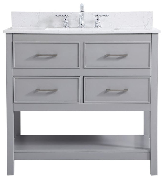 Skylar 36" Single Bathroom Vanity, Gray, With Backsplash
