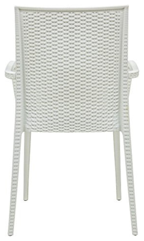 LeisureMod Weave Mace Indoor/Outdoor Chair, With Arms, Set of 4