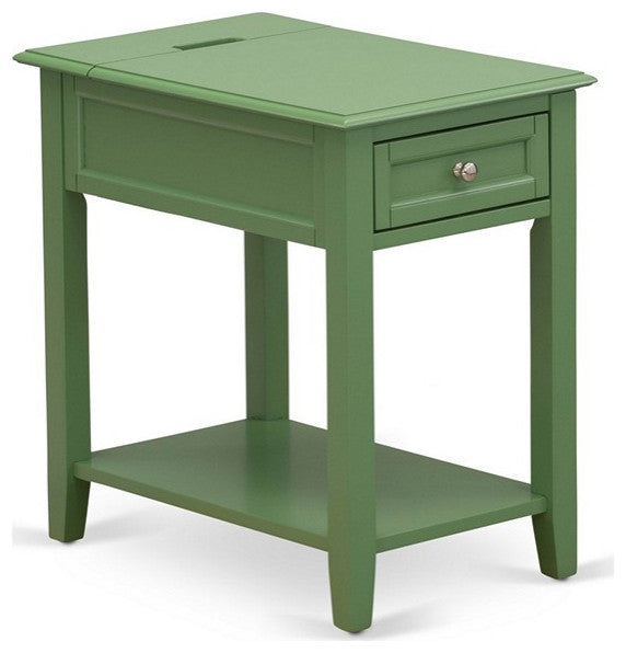 Bedroom Nightstand, 1 Wooden Drawer, Clover Green Finish