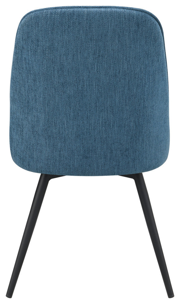 Martel Swivel Chair, Navy Herringbone With Black Legs