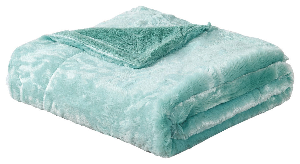 Plain Faux Fur Throw Blanket, Harbor Grey, 50''x60''