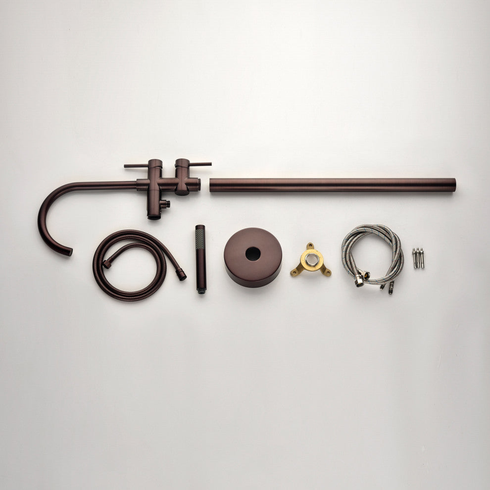 Freestanding Double Handle Clawfoot Tub Faucet, Brown