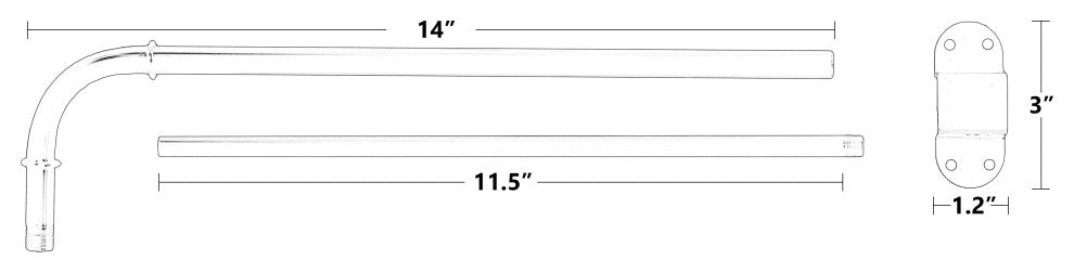 Swing Arm Rod, 1/2", 14"-24", Antique Gold, Set of 2