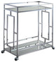Convenience Concepts Town Square Bar Cart in Clear Glass and Chrome Metal Frame