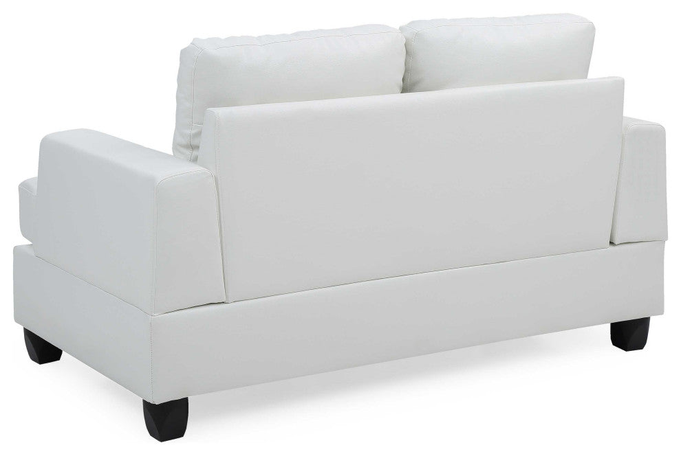 Sandridge 58 in. W Flared Arm Faux Leather Straight Sofa, White