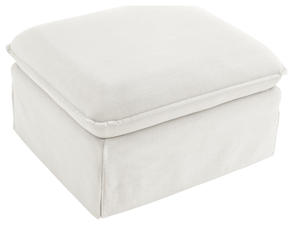 Rustic Manor Arleth Ottoman, Upholstered, Linen, Pure White