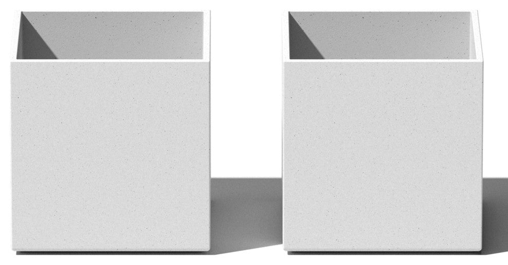 Veadek Geo Series Cube 5" Planter, White, 5 Inch, 2 Pack