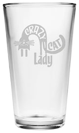 "Crazy Cat Lady" Pint Glasses, Set of 4