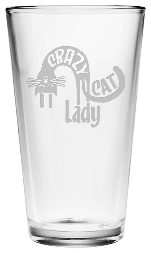 "Crazy Cat Lady" Pint Glasses, Set of 4